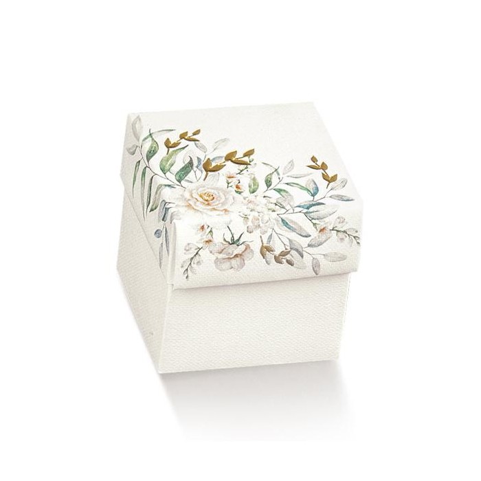 SCATOLA IN CARTONE CON COPERCHIO 50X50X50 MM. STAMPA BOTANIC